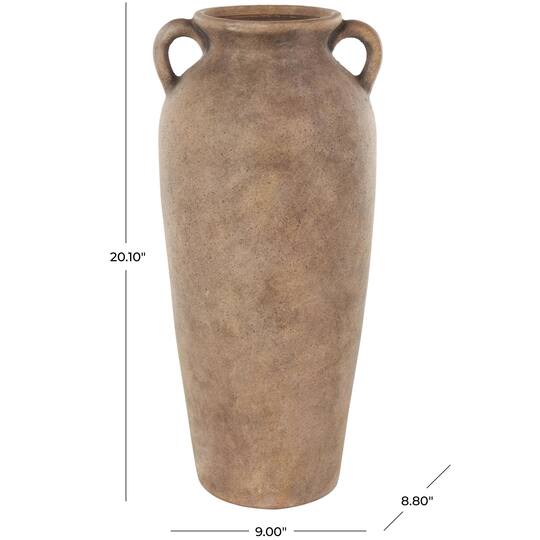 20" Copper Ceramic Antique Style Textured Vase with Handles